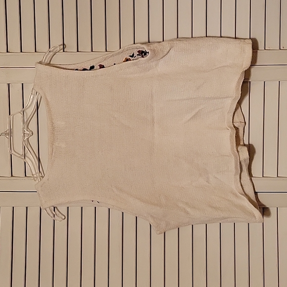 Carolina Colours Vintage 80s 90s embroidered floral relaxed crop sweater vest M - Picture 6 of 6